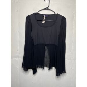 Vintage Morbid Threads Hot Topic Sheer Bell Sleeve Blouse Black Size Medium